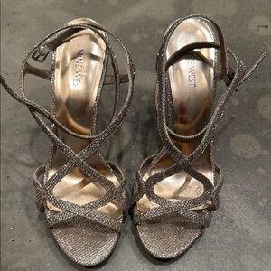 Nine West Gold Heels Strappy Evening Shoes
